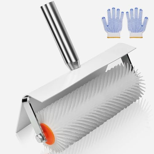 Rodillo de purga de 25 cm, rodillo de púas, masa compensadora, con protección contra salpicaduras y mango de sujeción, rodillo de ventilación con púas de 20 mm, herramienta de compensación