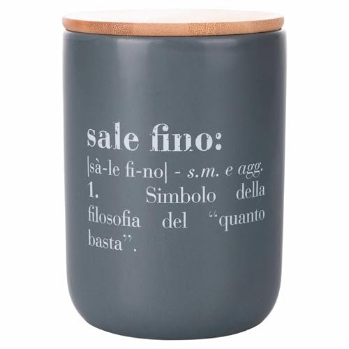 Villa d'Este Home Tivoli Barattolo sale fino 700 ml in ceramica, coperchio in bambù, Victionary