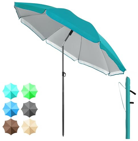 4smile Sonnenschirm Strand 180 cm in Türkis - Höhenverstellbarer Strandschirm SunnyJoy UPF 50+ für Sonnenschutz Strand, Strandschirm windfest stabil - Sonnenschirm mit Schutzhülle, Gartenschirm