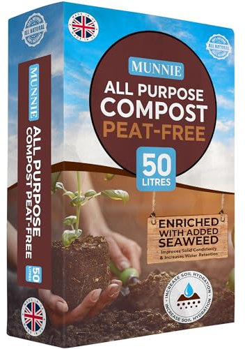 Munnie 50L Peat-Free Compost – Bio & Wood Fiber All-Purpose Compost for Vegetables, Outdoor Plants, Seed Starting & Potting – Organic Soil & Potting Soil, Enriched with Seaweed & Volcanic Dust