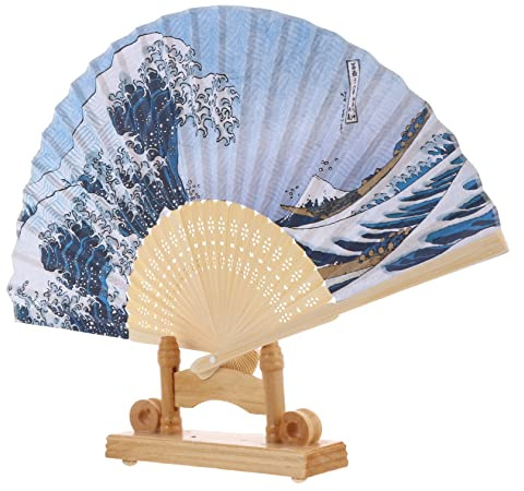 HEATSHAKING 1 St Vikbar Solfjäder Med Havsvågor Japansk Tryckfläkt Dekorativ Fläkt Vikbar Fläkt I Japansk Stil Dansfläkt I Japansk Stil Pappersfläkt I Japansk Stil Dekorativ Fläkt