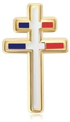 BOBIJOO Jewelry - Pins croix de Lorraine Bleu Blanc Rouge France 20mm Or