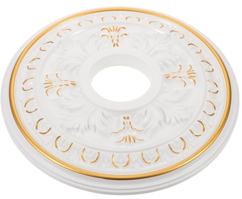 Cabilock Medallón de Techo Redondo Decorativo de Abs para Lámparas Colgantes con Diámetro Exterior de 39,6 Cm y Diámetro Interior de 11 Cm, Diseño Artístico Elegante para Mejora del Hogar