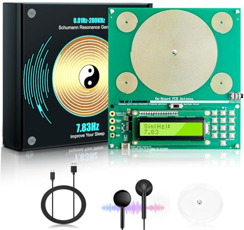 Générateur de Fréquence Schumann 7,83Hz Générateur de Fréquence 0,01 Hz à 200 kHz avec Alimentation USB-C | Générateur de Signal Réglable pour Chambre & Bureau - Appareil pour la Résonance Naturelle