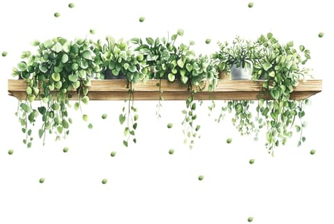 60x100cm Stickers Muraux Salon Plantes Vertes | Stickers Muraux Salle de Bain Amovibles Feuilles | Décoration Sticker Mural Naturelle pour Chambre