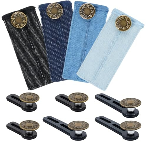 Juego de 10 botones de extensión de cintura para pantalones – Extensor de pantalones ajustable para mujeres y hombres, expansión de pantalones de embarazo, botón de expansión, clip de cintura para