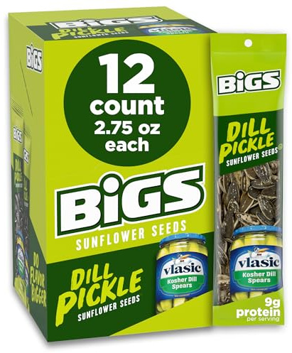 BIGS Sunflower Seeds, Vlasic Dill Pickle Flavor, 2.75 oz. (Pack of 12)