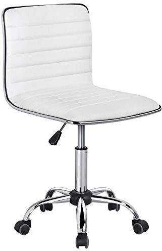 Yaheetech Silla Oficina con Ruedas Giratorias de 360° Silla de Ordenador Ajustable en Altura Silla de Escritorio sin Reposabrazos Silla Despacho Acolchado de Esponja Carga MAX 120 KG Blanco