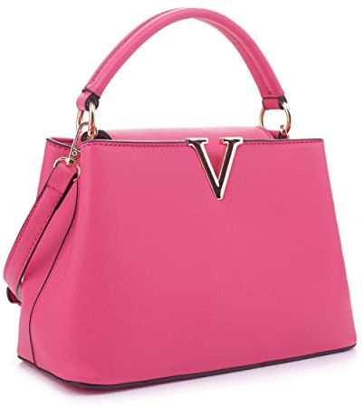 EVVE Petit sac cartable classique avec poignée supérieure pour femme - Sac à main tendance avec bandoulière, fuchsia