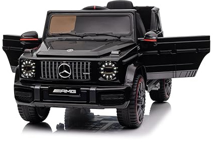 Voiture Électrique Enfant sous Licence Mercedes G63 AMG, Véhicule Électrique 12V, Télécommande de Voiture Électrique / 2+1 Vitesses/Klaxon/LED/Musique/USB, pour Garçons, Filles (Noir)