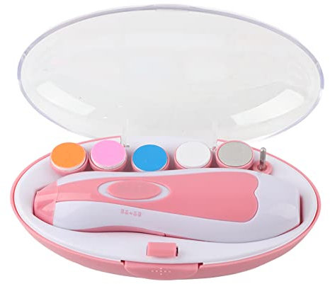 Tyenaza Baby-Nagelschneider, Elektrisch, Baby-Nagelknipser, Nagelfeilen-Set Mit 6 Schleifpads, Nagelpflege Für Erwachsene, Zehen, Fingernägel(Rosa)