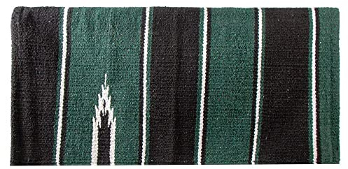 Dura-Tech Woven Navajo Western Saddle Blanket for Horses | Lightweight Horse Saddle Blanket | Colorful Acrylic/Cotton Blend Saddle Blanket | Versatile Use | Color Green/Black | Size 32 X 32