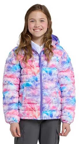 Mountain Warehouse Printed Seasons Kids Padded Jacket - Water Resistant Puffer Coat, Lightweigh, Elasticised Cuffs, Boys & Girls - For Spring Summer Bright Pink (Printed) Kids Size 11-12 Years