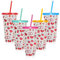 Fadcaer 5 Pcs Valentine's Day Drink Cup 710ml Heart Iced Coffee Cup Valentine's Day Party Color Changing Cups Set with Lids and Straws Reusable Red Tumbler Set for Wife Romantic Gifts (Red A)