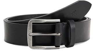 Calvin Klein Uomo Cintura Classic Flat 3,5 cm Cintura in Pelle, Nero (Black/Antique Silver), 105 cm