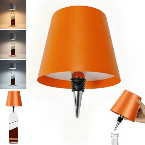 Lámpara inalámbrica para botella de vino, 3 colores de atenuación continua, luces LED táctiles recargables para el hogar, bar y camping
