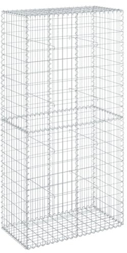 vidaXL Gabione mit Deckel, Steinkorb mit Abstandshaken, Drahtkorb für Außenbereich, Gabionenkorb Steingabione, Silbern Verzinktes Eisen