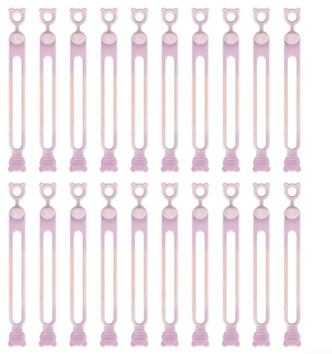 Honseadek Juego de 20 organizadores de cables de silicona, sistema de gestión de cables multicolor, enrollador de cables flexible para cables de datos, cables de alimentación y carga (degradado rosa