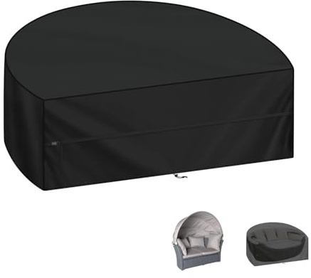 LAMUNI Copertura per Isola Solare Semicerchio Copertura per Divano Letto da Giardino, Tessuto Oxford 420D Copri Isola Divano Esterno, Impermeabile Copertura Isola Prendisole da Giardino, 180x90x80cm