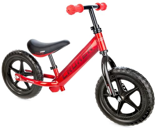 Croxer Kinderlaufrad Lauflernrad für Kinder, Jungen und Mädchen |Ultraleicht | höhenverstellbar | 12 Zoll | Gummigriffe (Leox Red)