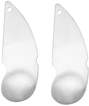 BEBEMOKO 2 Pezzi Coltello da Frutta in Acciaio Inossidabile novità Pela Kiwi Palline di Kiwi Cucchiaio di Kiwi Cucina Scoop Taglierino Cucchiai di Kiwi Silver Acciaio Inossidabile 304