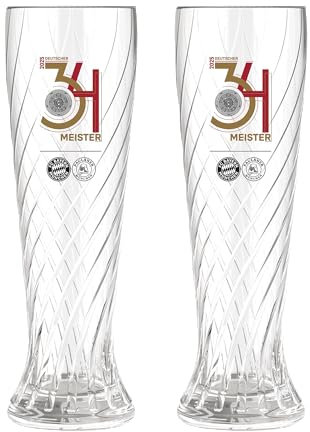 FC Bayern München I Lot de 2 verres à bière blanche Dt. Meister 2025 I Transparent