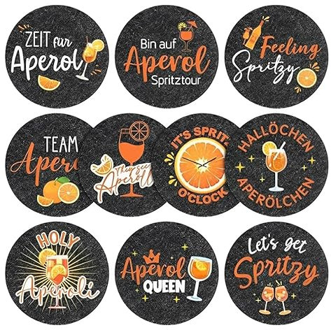 WUSJCOF 10 sottobicchieri Aperol in feltro, regalo Aperol Spritz accessori, sottobicchieri Aperol, decorazione Aperol, decorazione da tavolo per bicchieri da cocktail