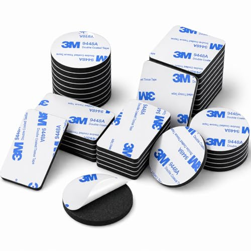 ODLY 60 Pcs Double Sided Sticky Pads – Mixed Shapes (Rectangular, Round & Square), 3mm Thick Foam Adhesive Pads, Heavy Duty Waterproof Mounting Tape for Number Plates, Home & DIY Use (Black)