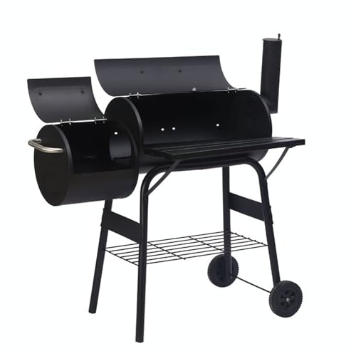 FENGXCXY Portable Barbecue Grill with Thermometer and Offset Chimney Design, 43.5-inch Outdoor BBQ Grill for Gardens and Camping, Easy Assembly and Storage Rack