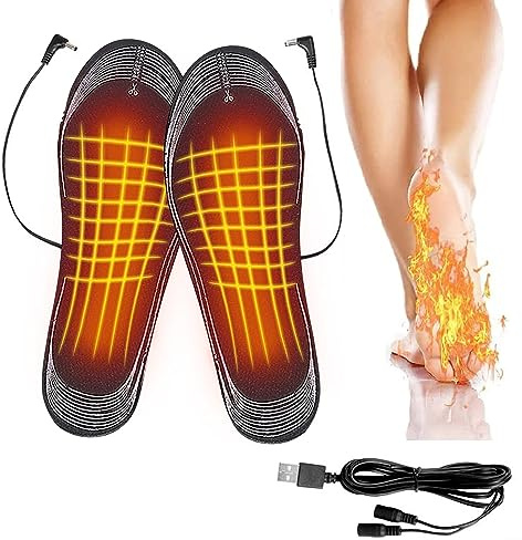 Comfort Heated Insoles, Electric USB Powered Foot Warmer, Winter Warm Cutable Feet Heater Shoe Insole for Hunting Fishing Hiking Camping, Thermal Sole Washable for Men and Women (EU 35-45)
