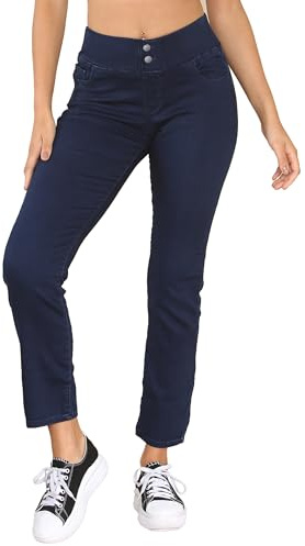 989Zé ENZO Womens Jeans Casual Cotton Elasticated Waist Tummy Control Stretch Denim Jeans Pants with Buttons EZL685 Jeans Indigo 16