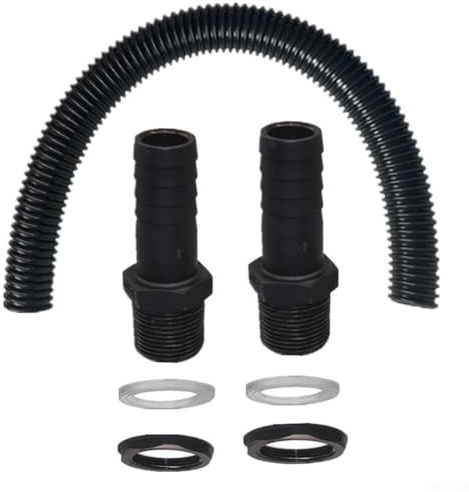 Yuanpgky Kit di collegamento per serbatoio dell'acqua per tubo flessibile ondulato da 38 mm, connettori, dadi e anelli di tenuta per collegare due barili di pioggia o serbatoi d'acqua, fuori (0,5 m)