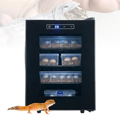 Reptilinkubator, automatisk ägginkubator med digital temperaturkontroll och LED-belysning för små till medelstora reptiler