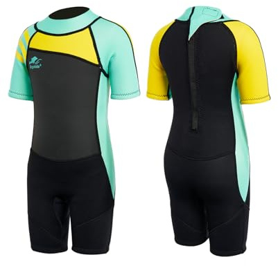 Gogokids Traje de Buceo 2.5MM Manga Corta -Traje de Neopreno con Cremallera Trasera Adecuado para Natación Niños Niñas 2-11 Años.