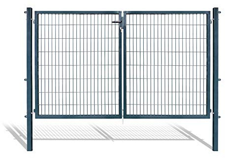 Koll Living Garden Doppelflügeltor für Stabmattenzaun, Anthracit oder Grün, verschiedene Höhen wählbar - inklusive Pfosten und passenden Anschlussstücken (Doppeltor H 160 x B 300 cm)