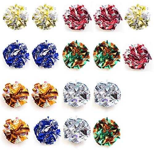VAPKER Bolas arrugadas grandes de 6 cm, bolas arrugadas de Mylar coloridas para gatitos (18 piezas de colores al azar)