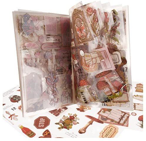 GEBETTER 166 Stück Scrapbooking Aufkleber Set Selbstklebend Blumen Pilze Verschiedene Muster Sticker für DIY Scrapbook Zubehör Fotoalbum Tagebuch Fotobuch Notizbuch Journal Kalender Selbst Gestalten