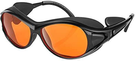 Professional UV Light Safety Glasses for 90nm-490nm wavelength UV lamps, UVC protective glasses, blocking blue light, Anti-Fatigue Anti Glare, shatterproof, anti-scratch and anti-fog, orange lenses