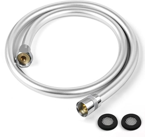 LEEFE Tuyau de douche en PVC lisse flexible anti-torsion avec raccords en laiton 1 m