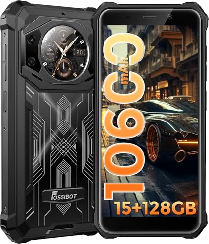 FOSSiBOT F101 Pro NFC Telephone Portable Incassable 2025, Double Écran, 10600mAh Smartphone, MTK MT8788 Octa-Core Android 13,15Go+128Go, 24+8MP Camera, Écran 5,45, 4G Dual SIM, NFC/OTG/IP68/IP69K