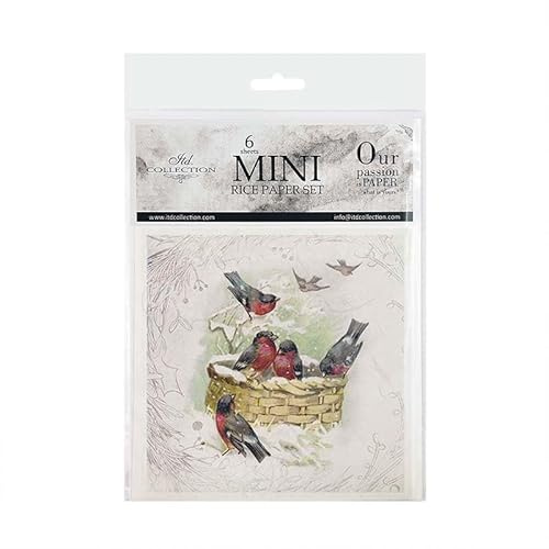 ITD Collection - Mini Scrapbook Papel de Arroz Set Creativo 14,8 x 14,8 cm (6 Hojas) Papeles de Arroz Decoupage para Scrapbooking y Manualidades - Multicolor (RSM084, Código HS - 48021000)