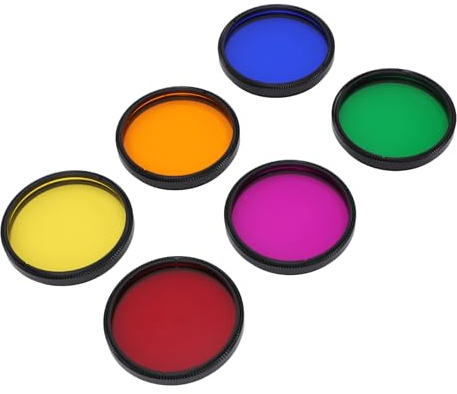 Filtro per Telescopio Filtro Lunare da 2 Pollici Kit da 6 Filtri Colorati, Set di Filtri per Migliorare le Viste Planetarie Lunari Riduce L'inquinamento Luminoso, Filtro Nebuloso