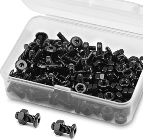 (60 Set) M4 x 8mm Bultar och skruvar med sänkt huvud Kit 304 Rostfritt stål Svartoxid, Möbelbultar, Möbelanslutningsskruv