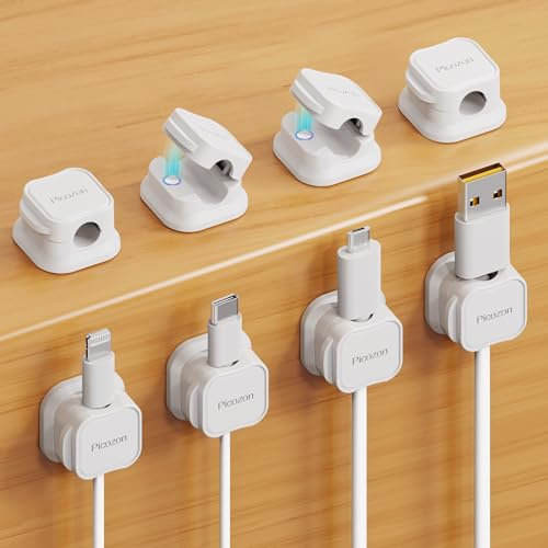 8 Pack Magnetic Cable Clip Organizer Cord Holder, Picozon Adhesive Cable Management, Wire Phone USB Charger Cable Holder Keeper Organizer for Car, Office Home Desktop, Wall, Night Table