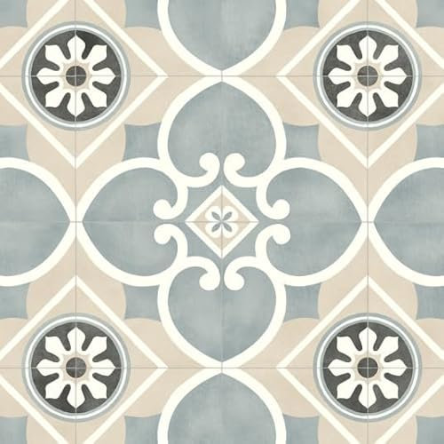 Sol Vinyle Style - Carreaux de Ciment Florence - Beige - Rouleau de 2m x 3.00m