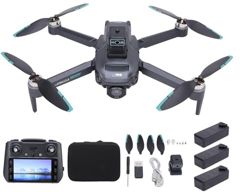 Jectse Drone con Doppia Fotocamera, Quadricottero RC Pieghevole Senza Fili 5G per Principianti, Drone con Motore Brushless con Evitamento Ostacoli, Volo Stazionario Stabile, Fotografia