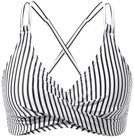 Rayson Bikiniöverdel klassisk vadderad triangel bandage BH enfärgad bikinitopp dam, Remsa, S