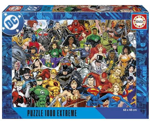Educa - Puzzle 1000 pezzi Justice League Extreme | Puzzle supereroi | Misura 68x48 cm | Include colla Fix | Per adulti 14+ (20267)