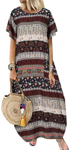 ZANZEA Maxi Dresses for Women Summer Casual Dress A Line Tunic Dresses Loose Oversized Casual Dress with Pockets