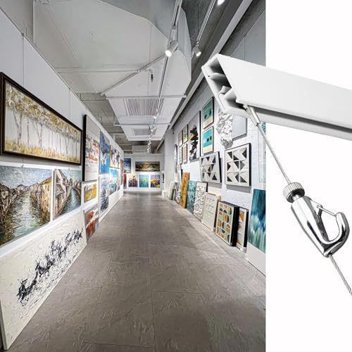 Colgar Cuadros Kit para Colgar Cuadros con Riel para Sistema de Galería, Sistema Profesional para Colgar Cuadros, Herrajes para Colgar Espejos, Herramienta Flexible para Colgar Cuadros(3.3/1m Cable,2